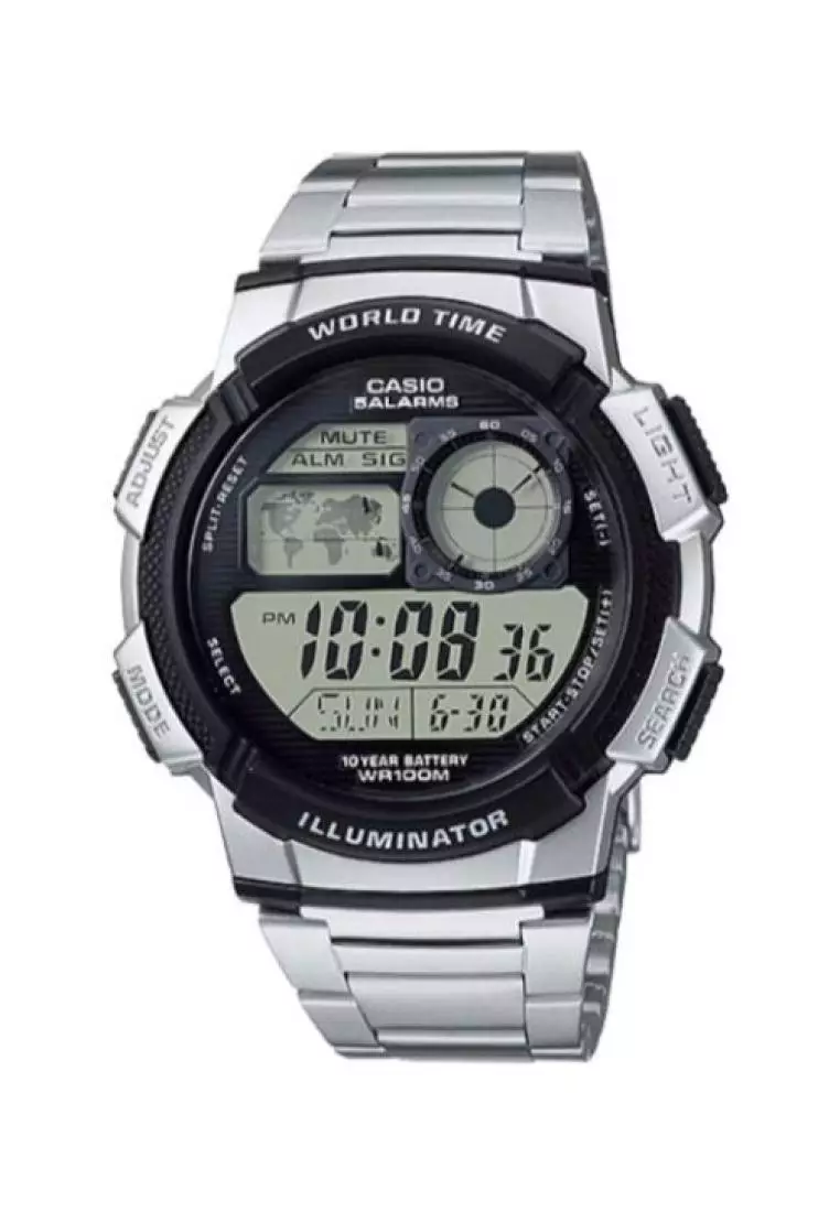 Casio men's digital watch with 10 sale year battery