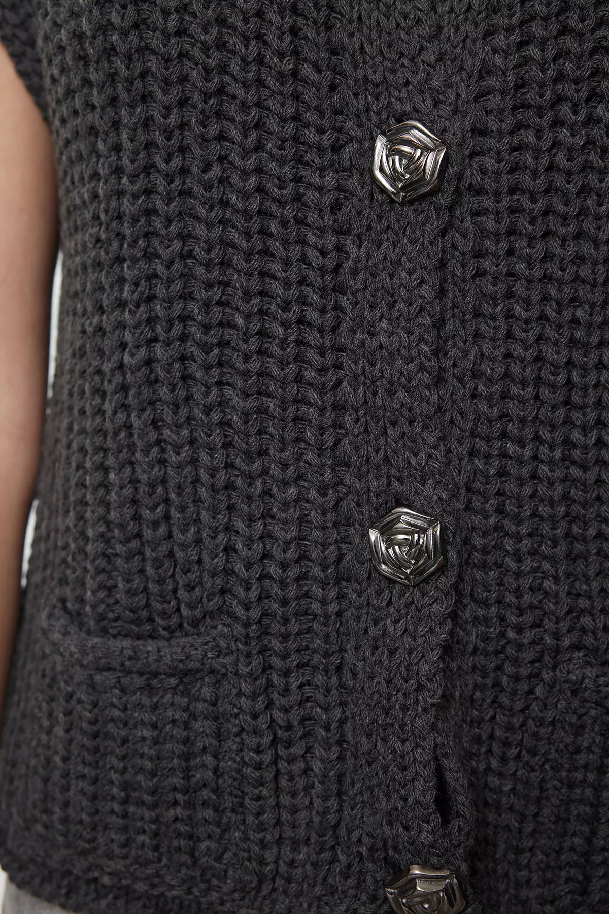 Anthracite Crew Neck Fitted Vest TWOAW25YE00027