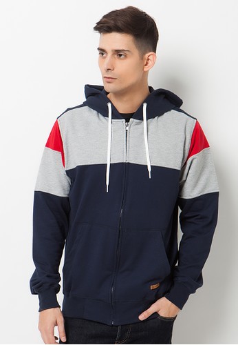 R U S S DAVOR Zipper Hoodie Sweater Navy Combination