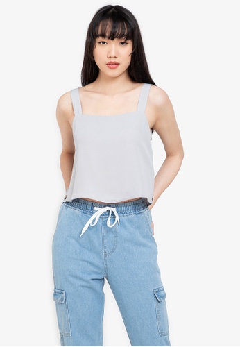 ZALORA BASICS grey Side Button Detail Top B26B7AAEA5A7AAGS_1