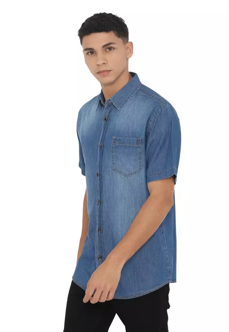 POLICE Kemeja  Polos Jeans Regular Fit Pria