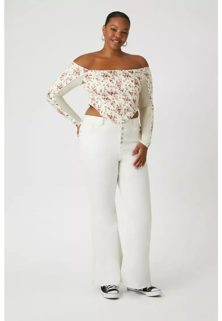Buy FOREVER 21 Plus Size Off the Shoulder Crop Top 2024 Online