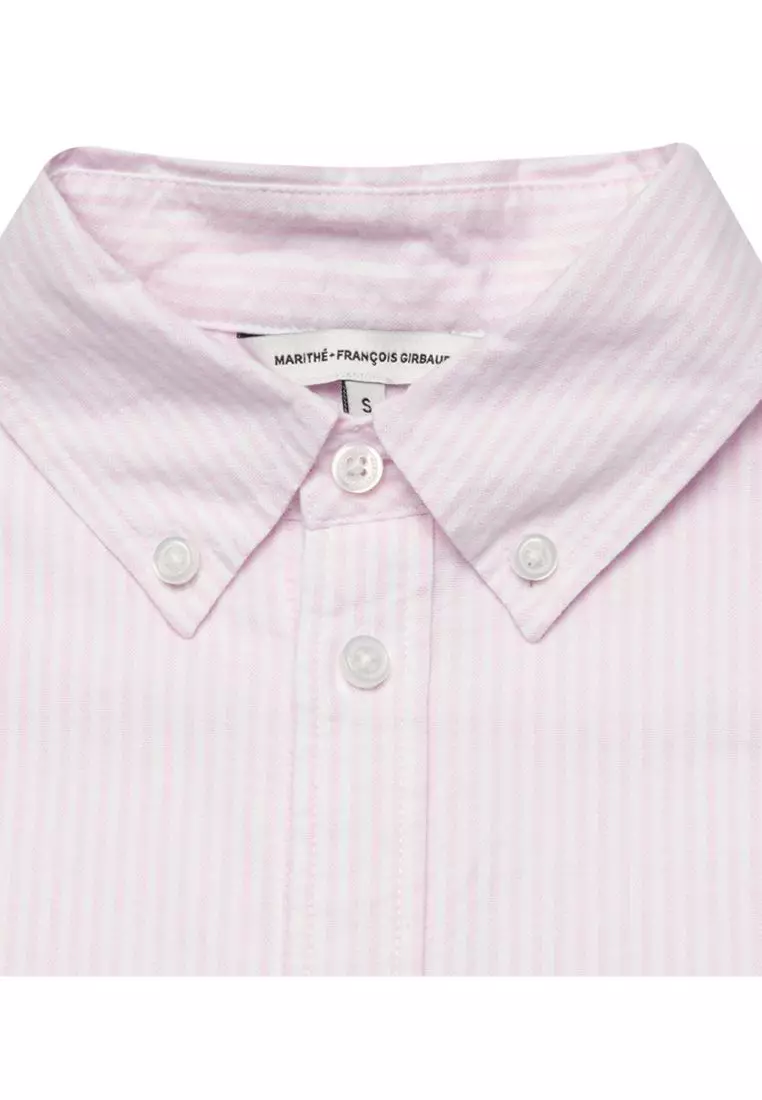 MARITHÉ Embroidery Oxford Shirt Stripe Pink