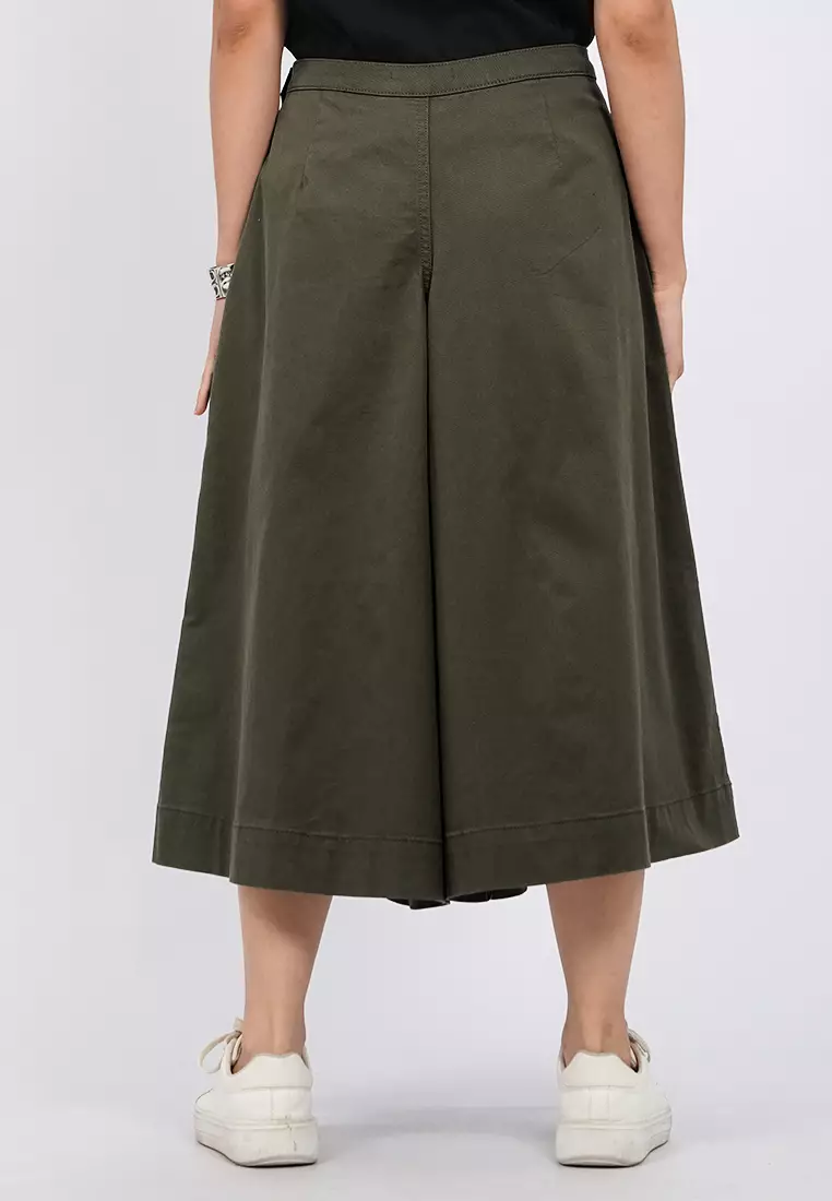 Double Pocket Wide Leg Cullote Pants OLIVE