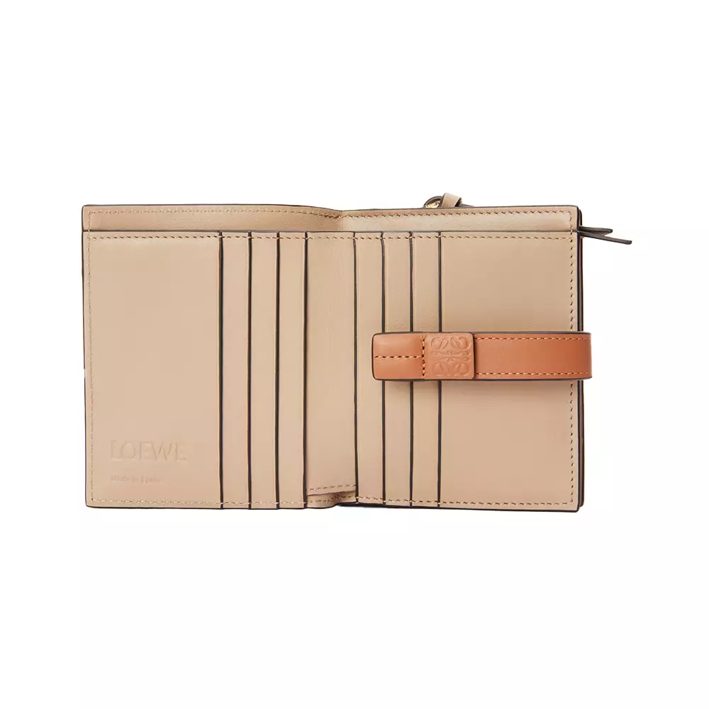 Compact Zip Wallet Soft Grained Calfskin Toffee/Tan