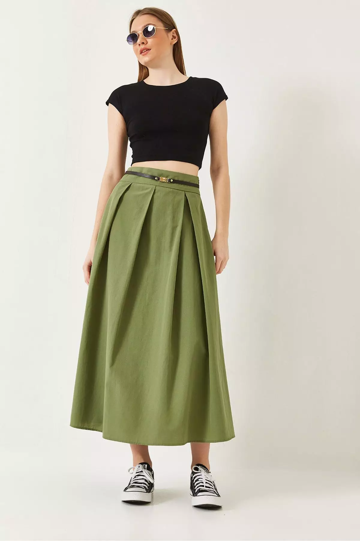 Women's Belted Flared Skirt 5000 60261278
