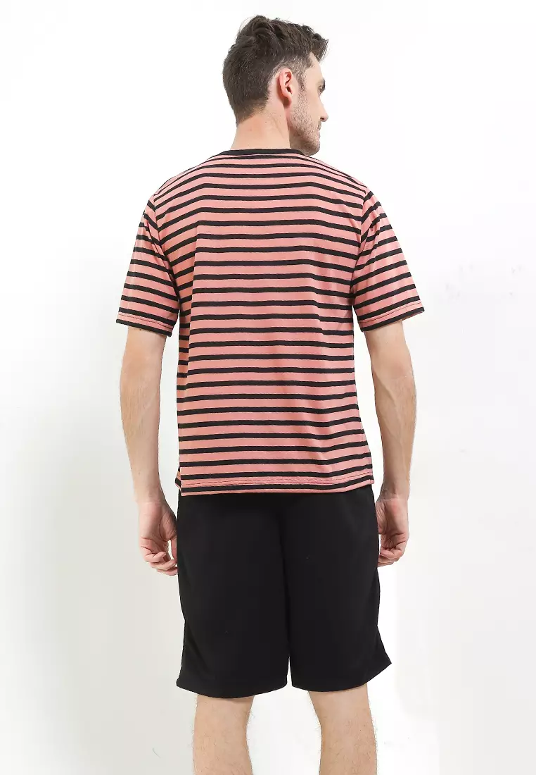 Pyjama Pijama Baju Tidur Short Sleeve Short Pants Baju Celana Berkantong Mens Pria Sleepwear