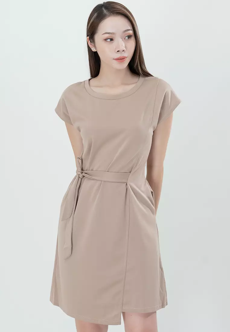 棉质短袖迷你连衣裙