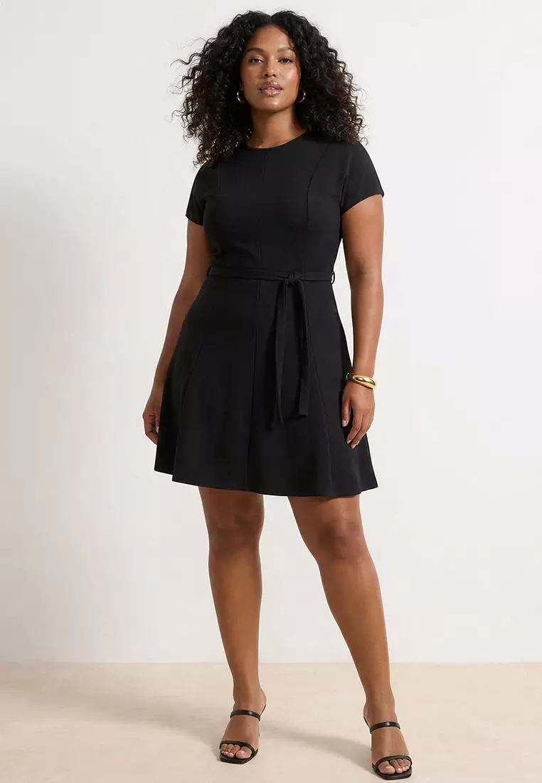 Crewneck Short Sleeve Swing Dress Plus Size Womens Plus Size Wedding Guest Floral Lace Crewneck Short