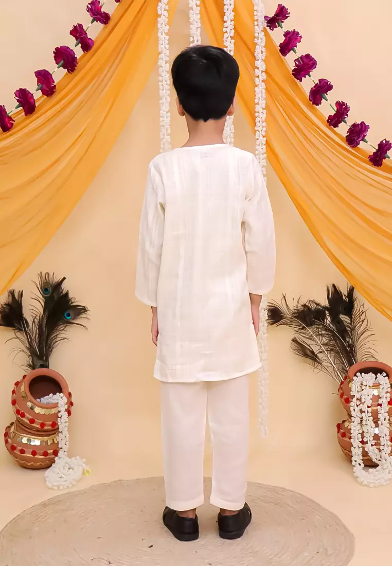 The Mom Store Mor Edit 男童刺绣长裙套装 - 米白色