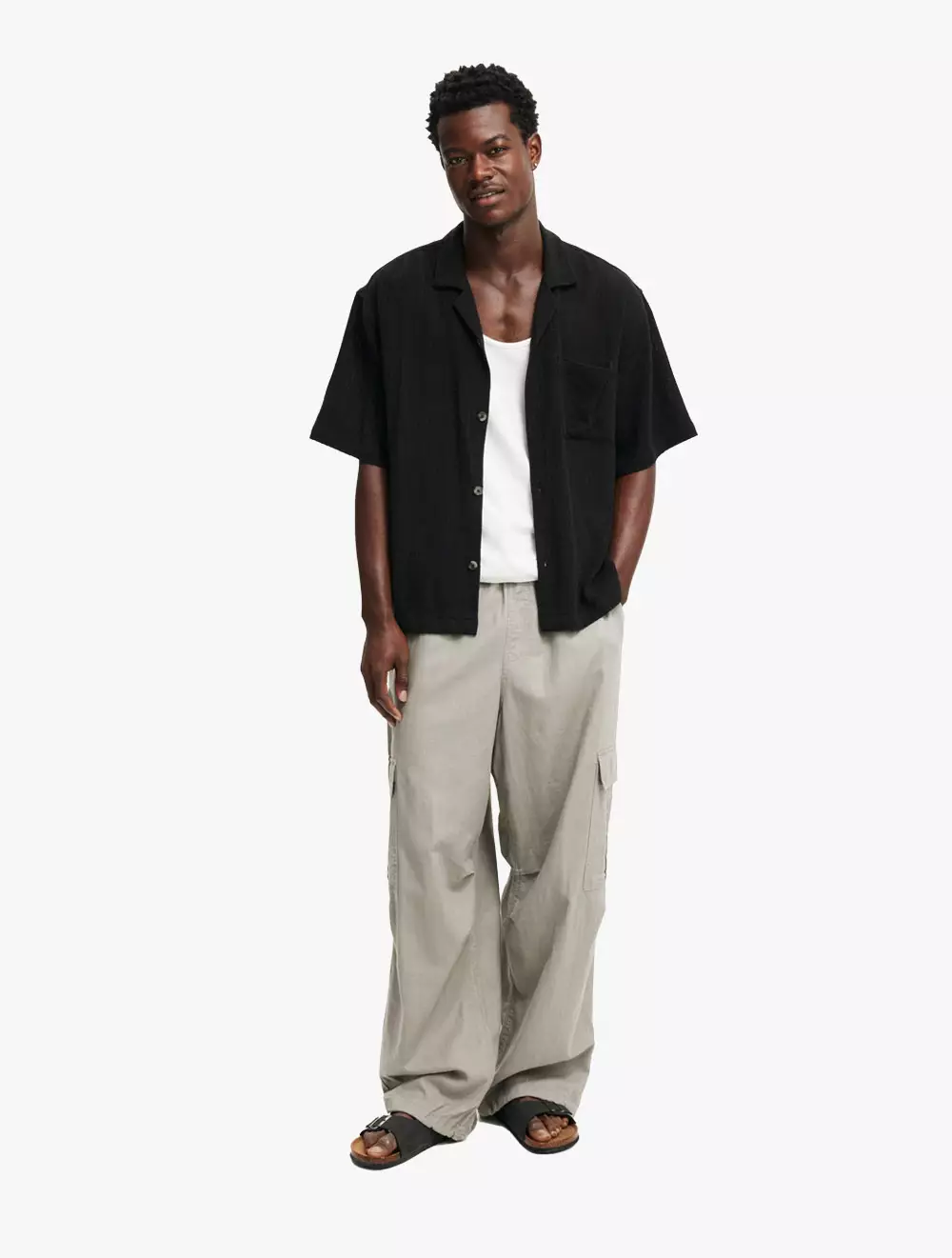 Cotton On - SHIRTS - Box Fit Short Sleeve Shirt - BLACK