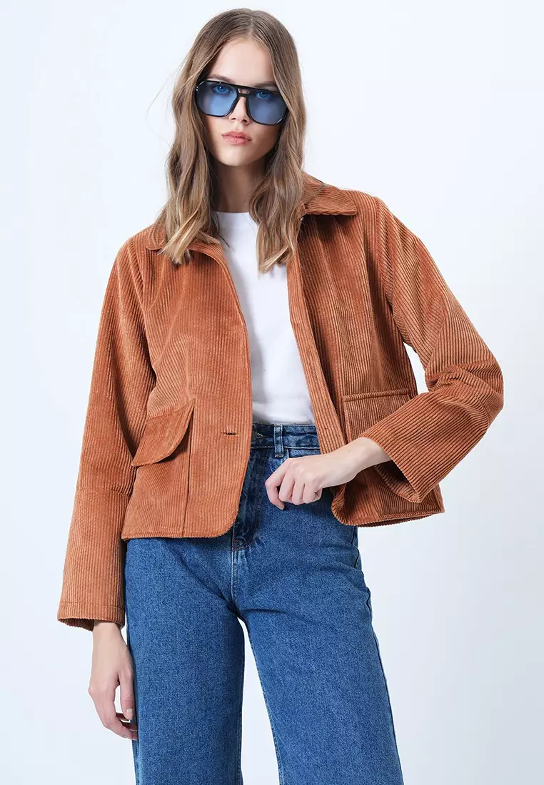 Double Pocket Wide Cuff Corduroy Jacket