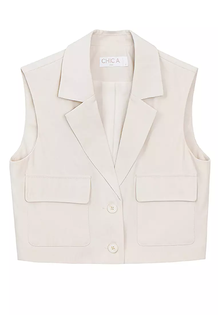 Boxy Sleeveless Suit Vest