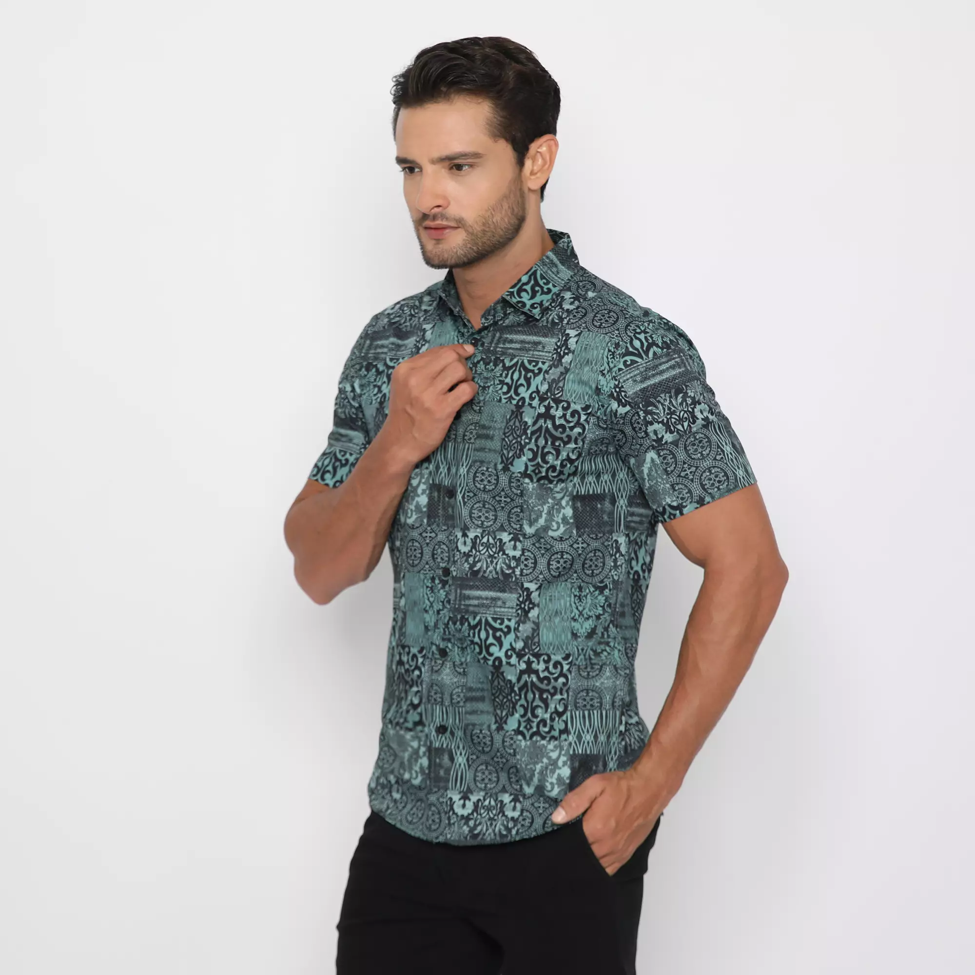 Platini Kemeja Hawai Pria Lengan Pendek Hijau 132150