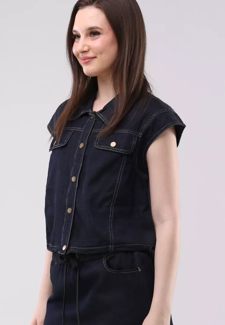 Chambray Short Sleeves Terno Skirt