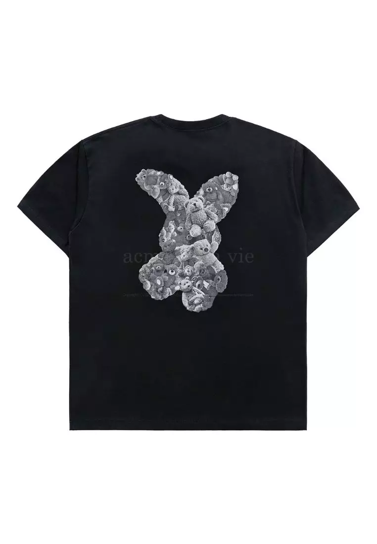 Tシャツ・カットソー ACME DE LA VIE BEAR DOLL FUZZY RABBIT SHORT SLEEVE T 24SS] BEAR DOLL FUZZY RABBIT SHORT SLEEVE T-SHIRT BLACK