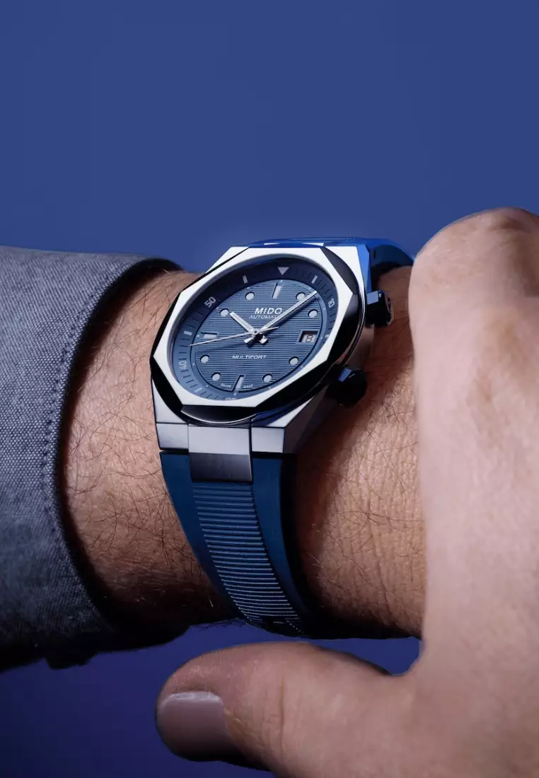 MIDO 瑞士美度 Multifort 8 Two Crowns 八角形錶圈藍色錶盤藍色橡膠錶帶自動機械腕錶 M0475071704100