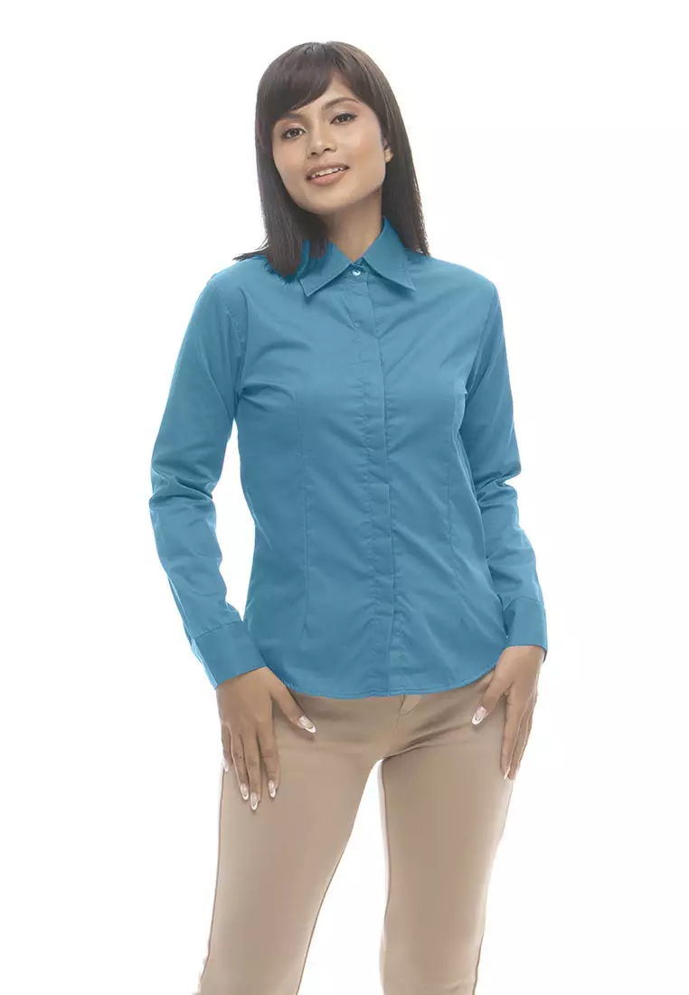 Delaney Pinstripe Long Sleeve Office Blouse