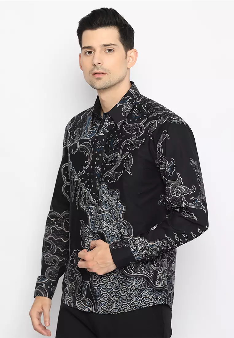 Kemeja Batik Pria Ganesha - Black