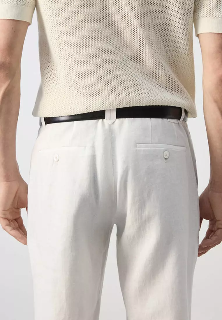 Slim-Fit 100% Linen Trousers