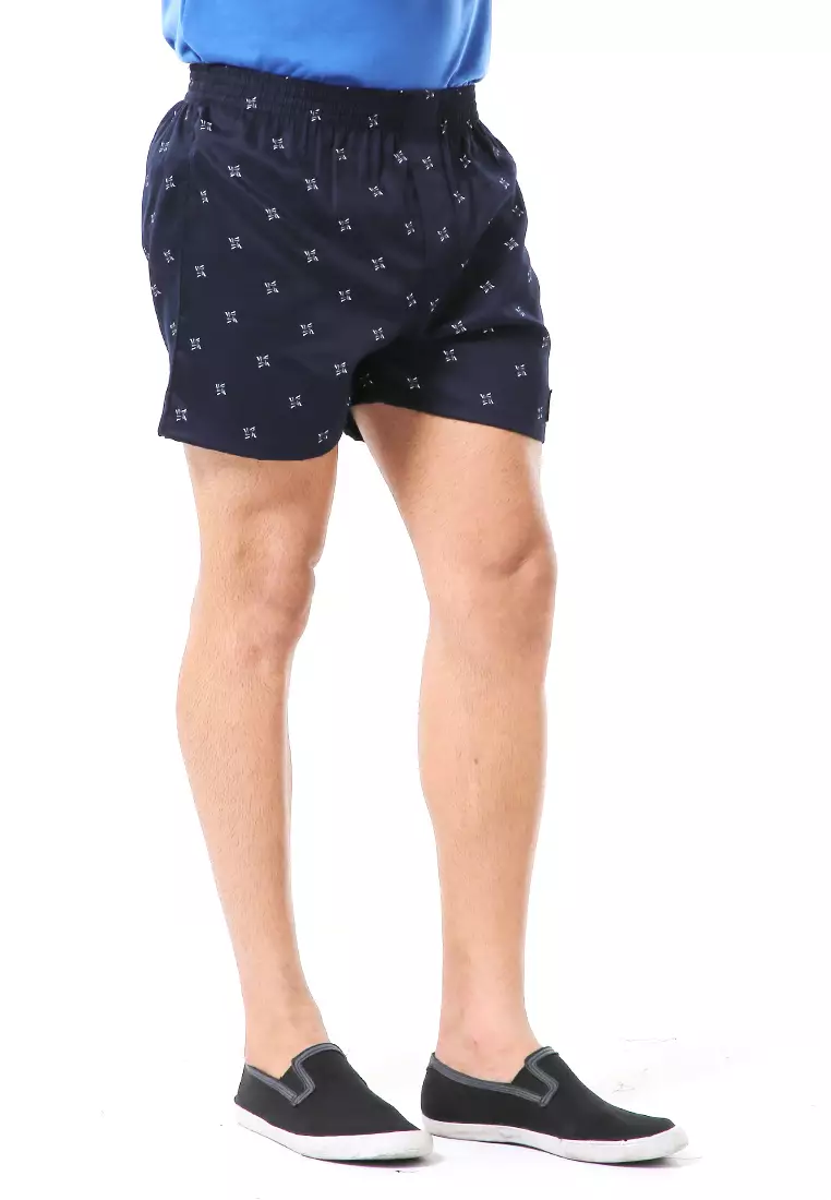 Grissham Celana Pendek Pria Short Boxer Stylish Motif Bunga Material Cotton ORIGINAL - Navy