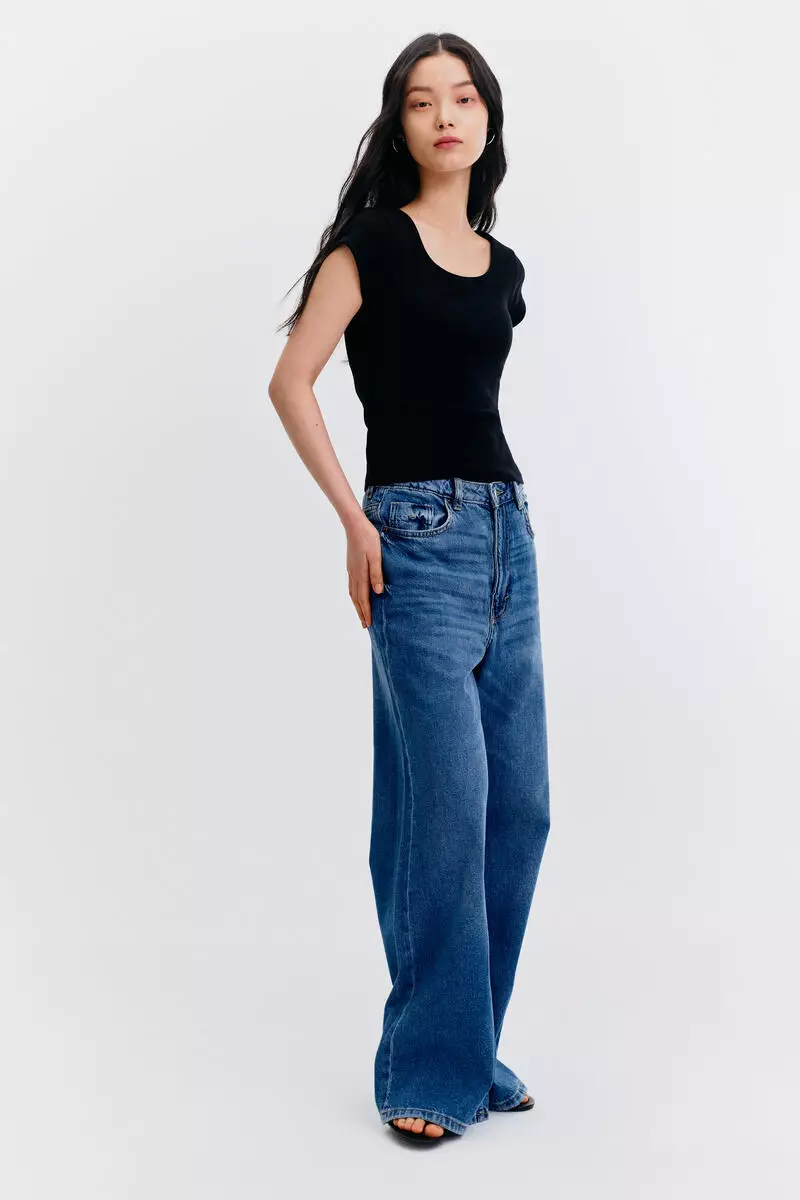 Integral-bra cotton T-shirt