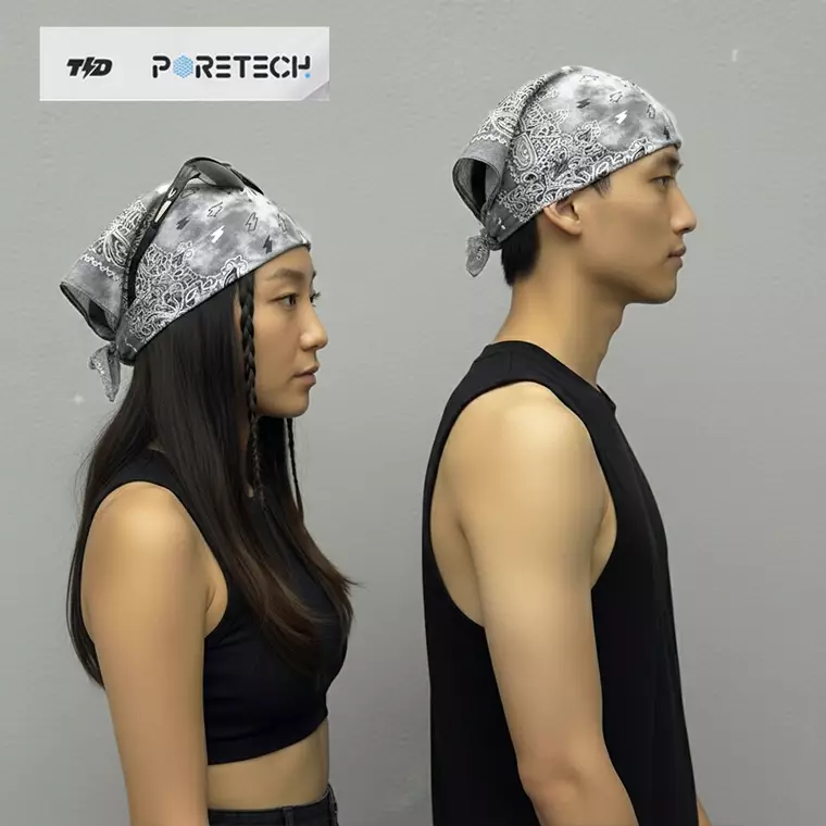 TD ACTIVE Bandana Kalcer Lari Light Grey White Tie Dye PORETECH 52cm x 52cm ABA30