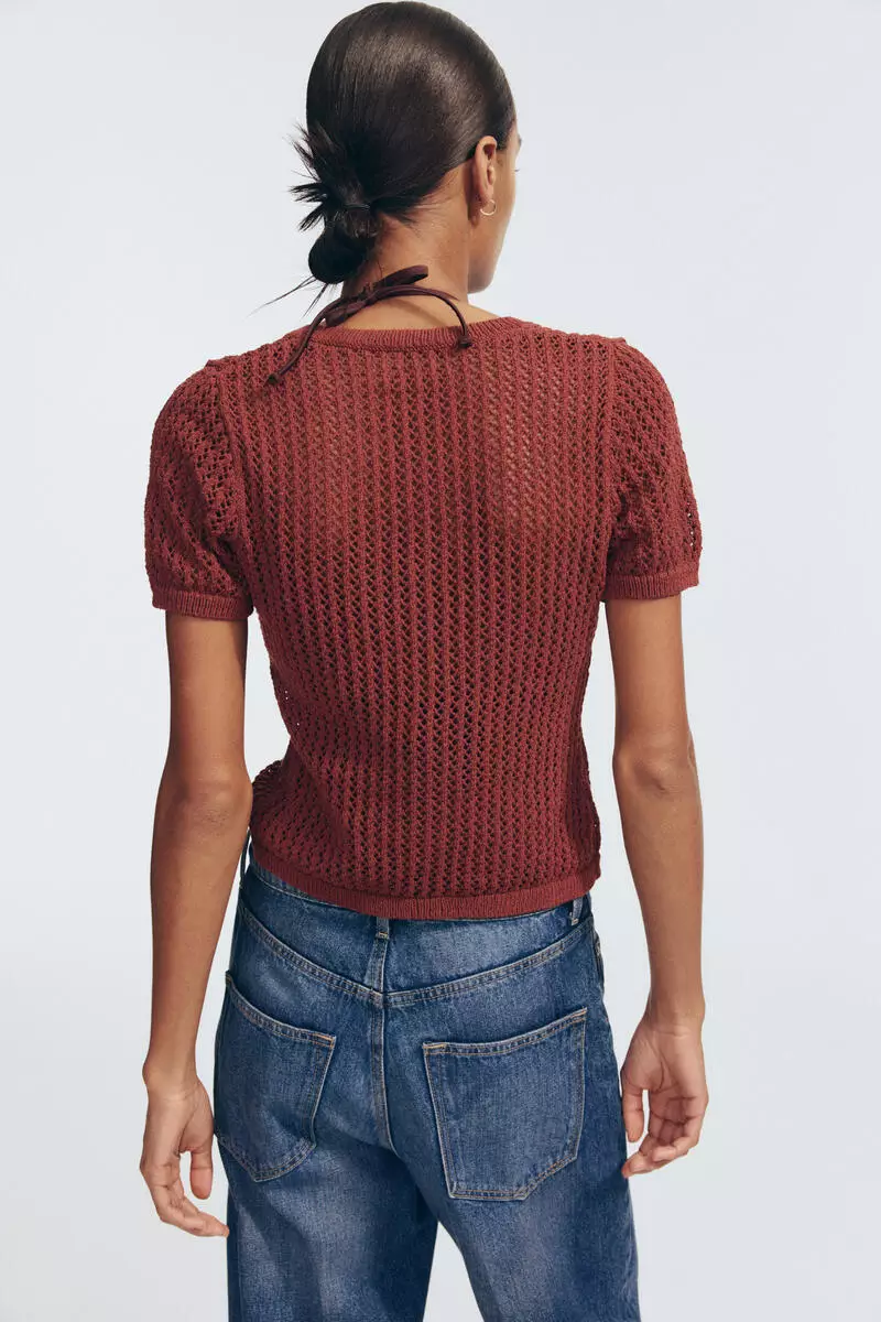 Pointelle-knit cardigan