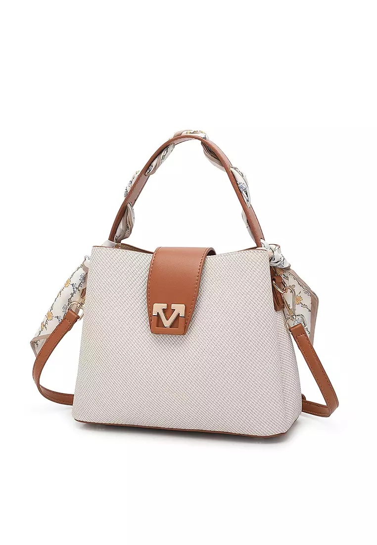 Women's Top Handle Bag / Sling Bag / Crossbody Bag / Shoulder Bag (Tas Tangan Wanita / Tas Selempang Wanita / Tas Bahu Wanita) - Putih