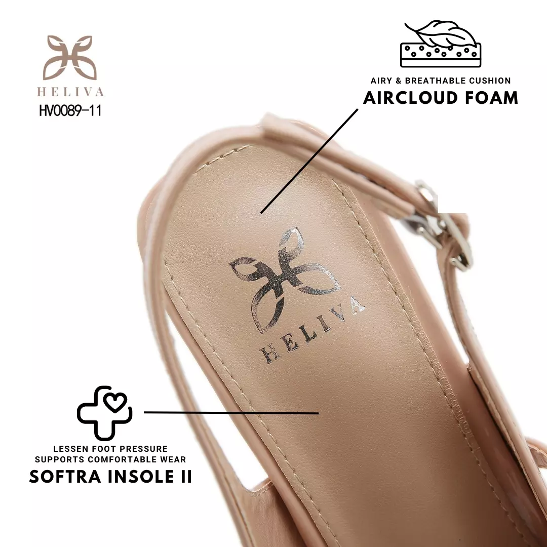 HELIVA AILEEN Glossy Slingback Heels with Crystal Sparkle 5.5cm