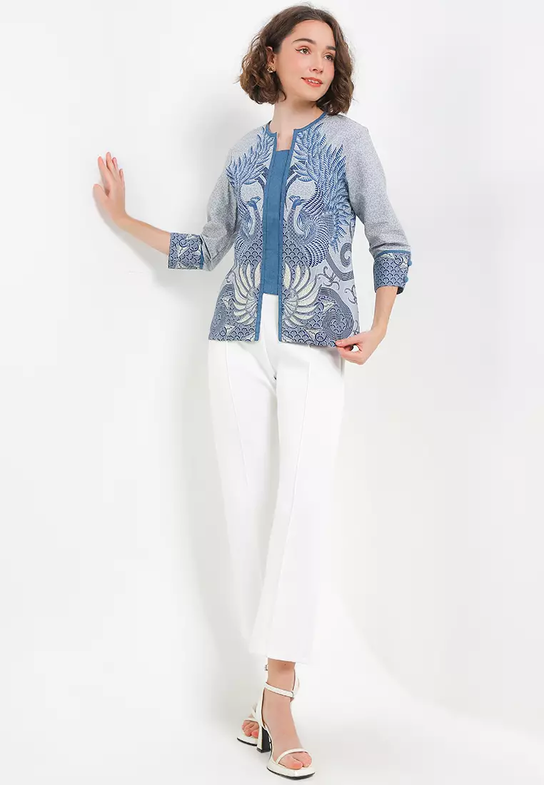 Blouse Atasan Wanita Batik Kerja Furing Lining  Zikia