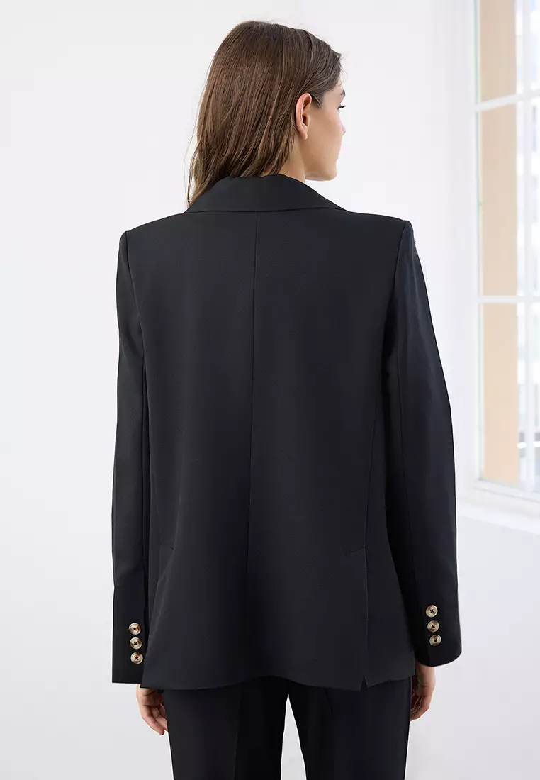 Regular Lined Woven Blazer Jacket