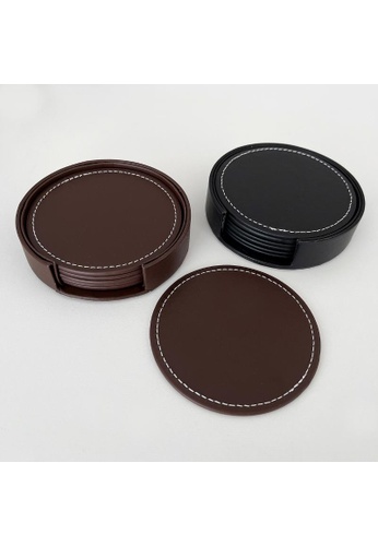 DILAS HOME 6pc Modern Leather Coaster Set (Brown) | ZALORA Malaysia