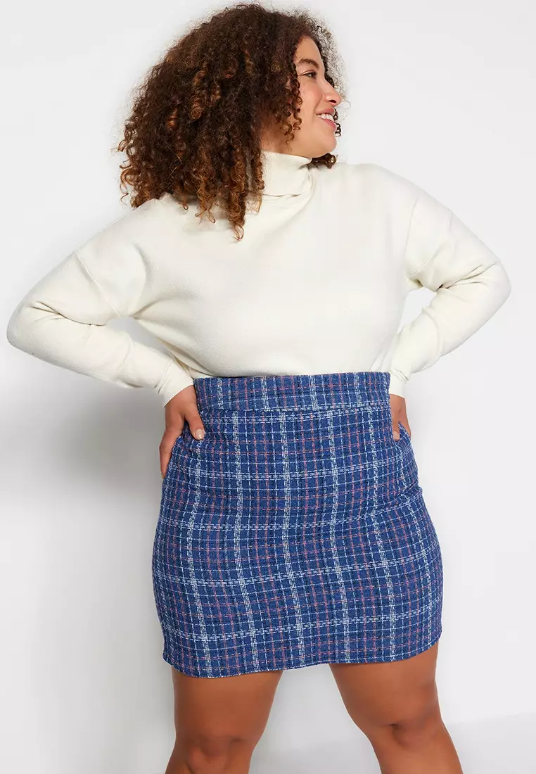 Buy Trendyol Plus Size Checkered Mini Skirt Online ZALORA Malaysia