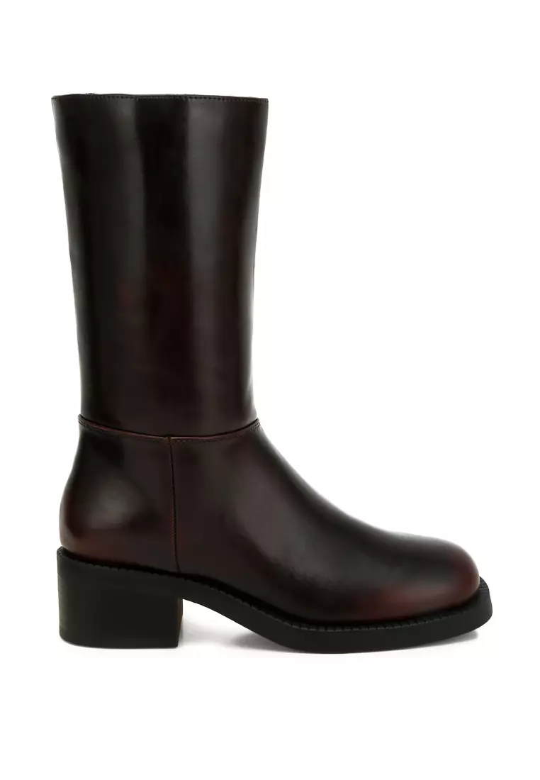 Discount on London Rag  shoes - SKU: Block Heel Calf Boots in Brown