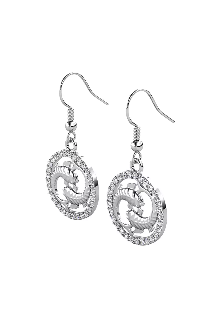 Horoscope Circlet Hook Earring PIECES WG  - Anting Crystal Swarovski by Her Jewellery