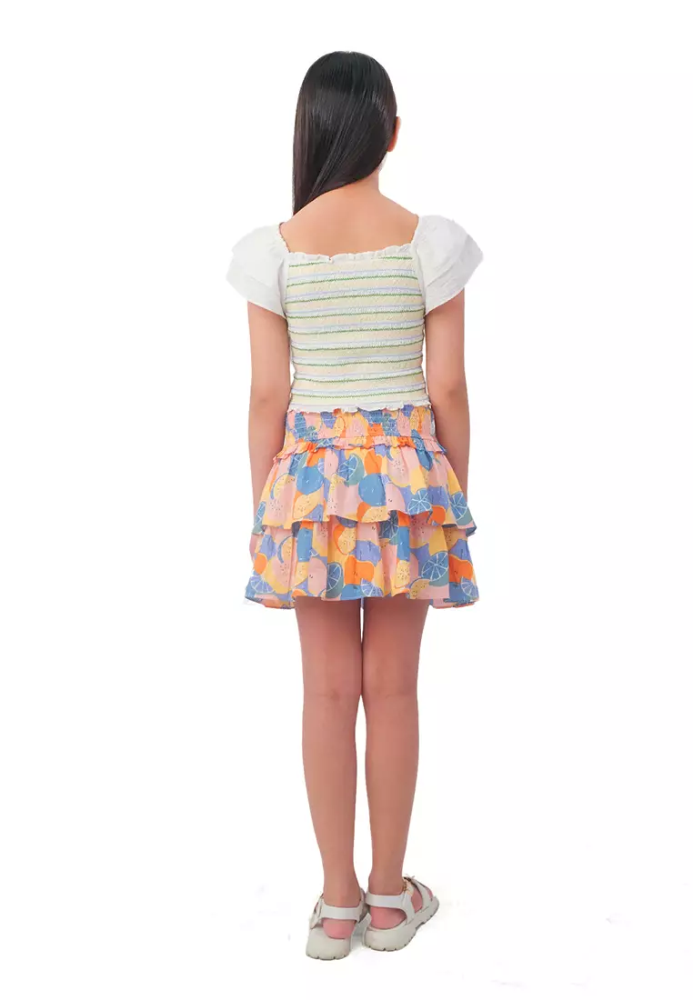 Girls Smocked Butterfly Sleeves Blouse