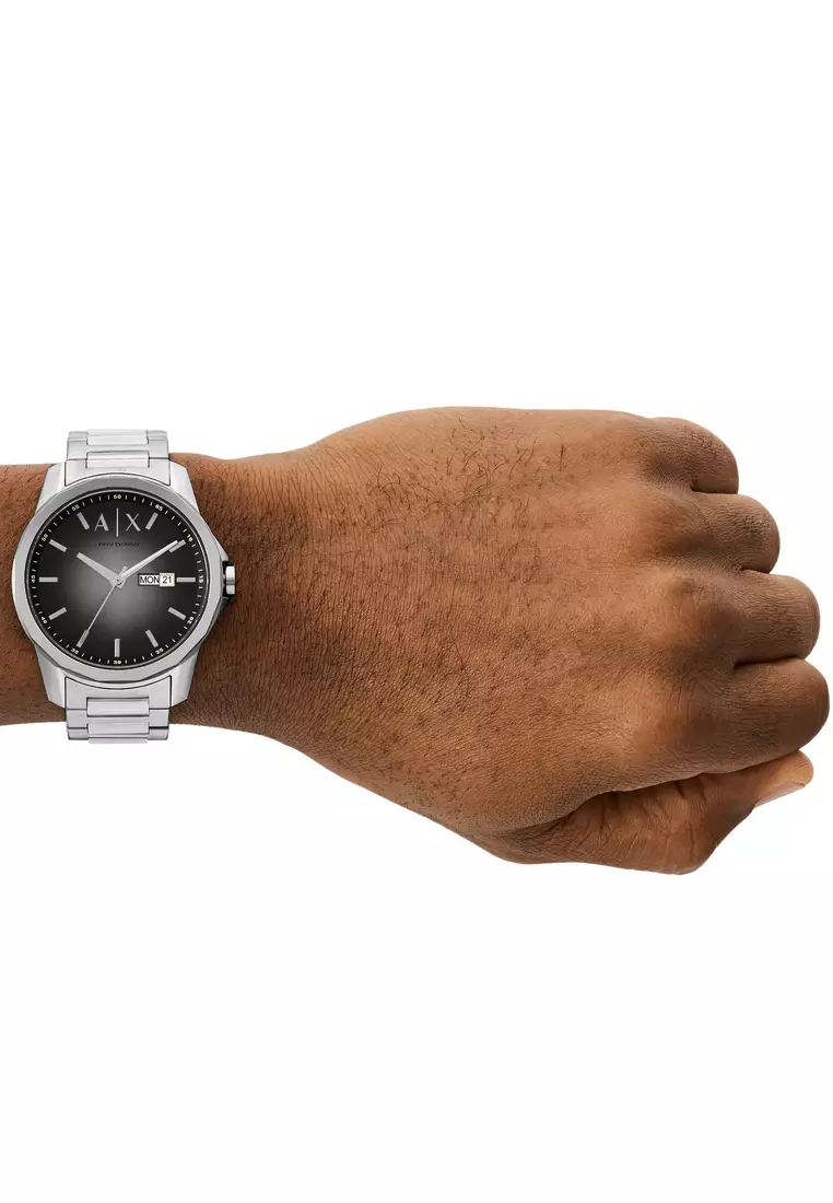 Armani Exchange Men's Banks Analog Watch ( AX1764 ) - Quartz, Silver Case, Round Dial, 22 MM Silver Stainless Steel Band