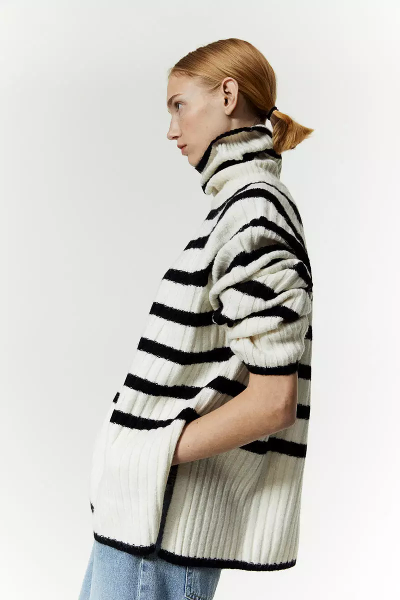 Rib-knit polo-neck jumper