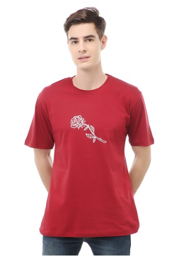 Hamlin red Jack T-Shirt Atasan Kasual Kaos Pria Rose Motive Lengan Pendek Material Cotton ORIGINAL 52937AAFF8FD43GS_1