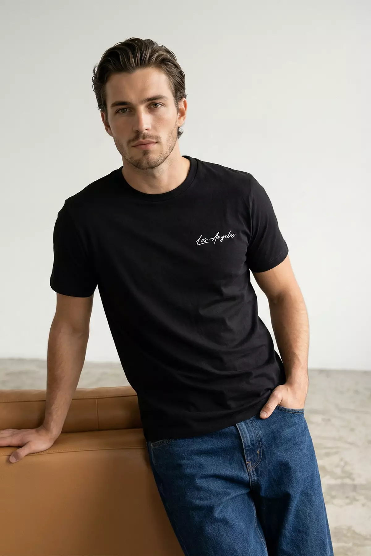 Black-White 2 Pack Regular Cut Embroidered T-Shirt Tmnss26Ts00039