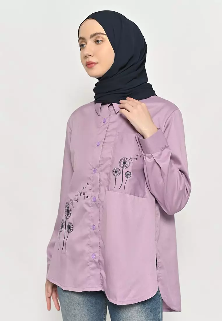 Azzura Embroidery Blouse Lilac