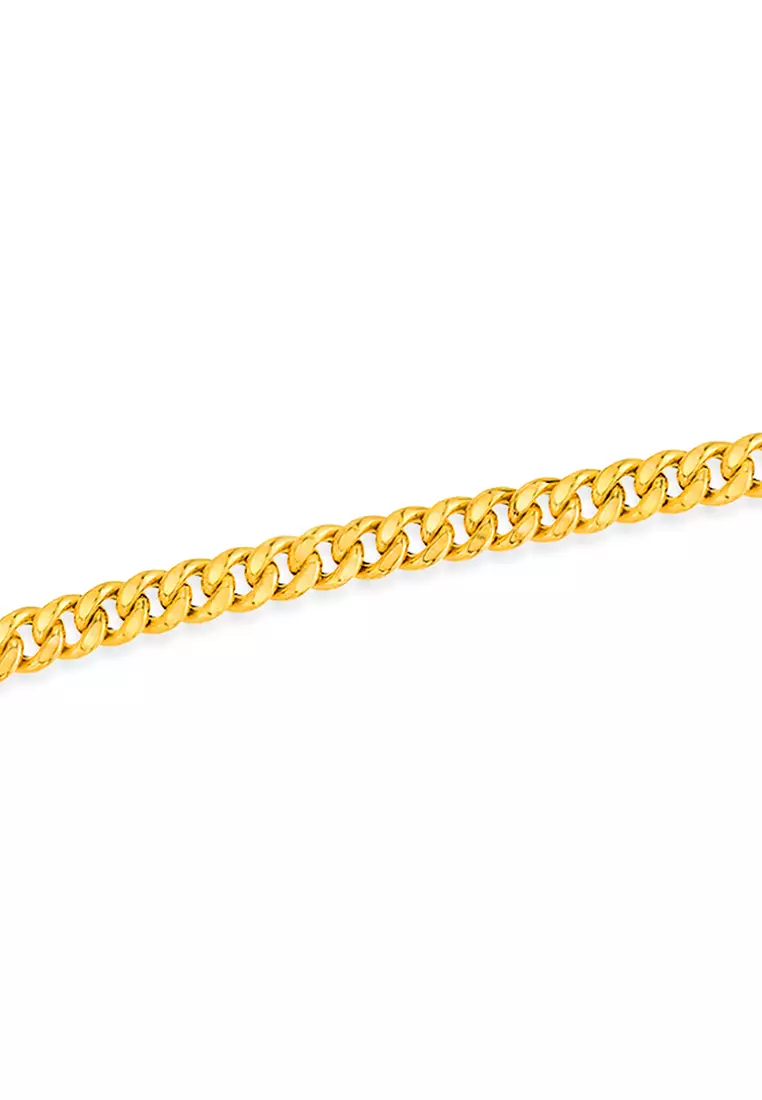 916/22K Gold Hollow Machine Curb Chain Necklace R020 (2.10MM, 45CM)