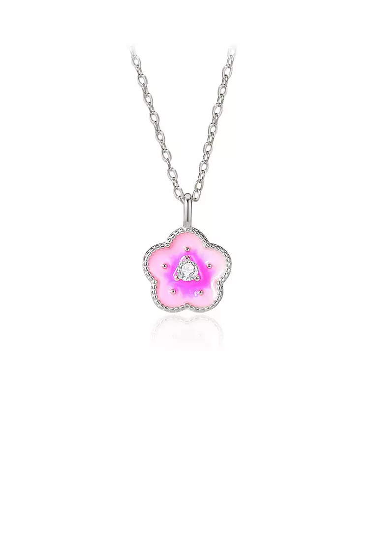 White enamel deals flower necklace