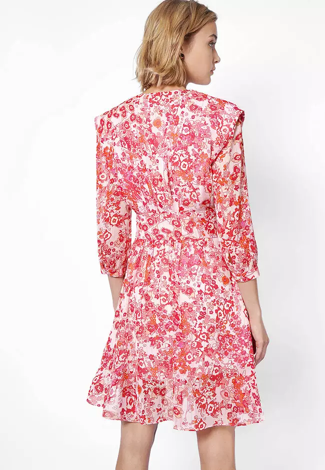 V Neck Floral Print Dress