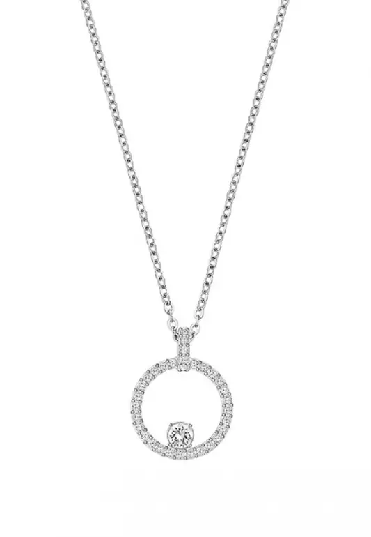 Creativity Circle Pendant White Rhodium Plated