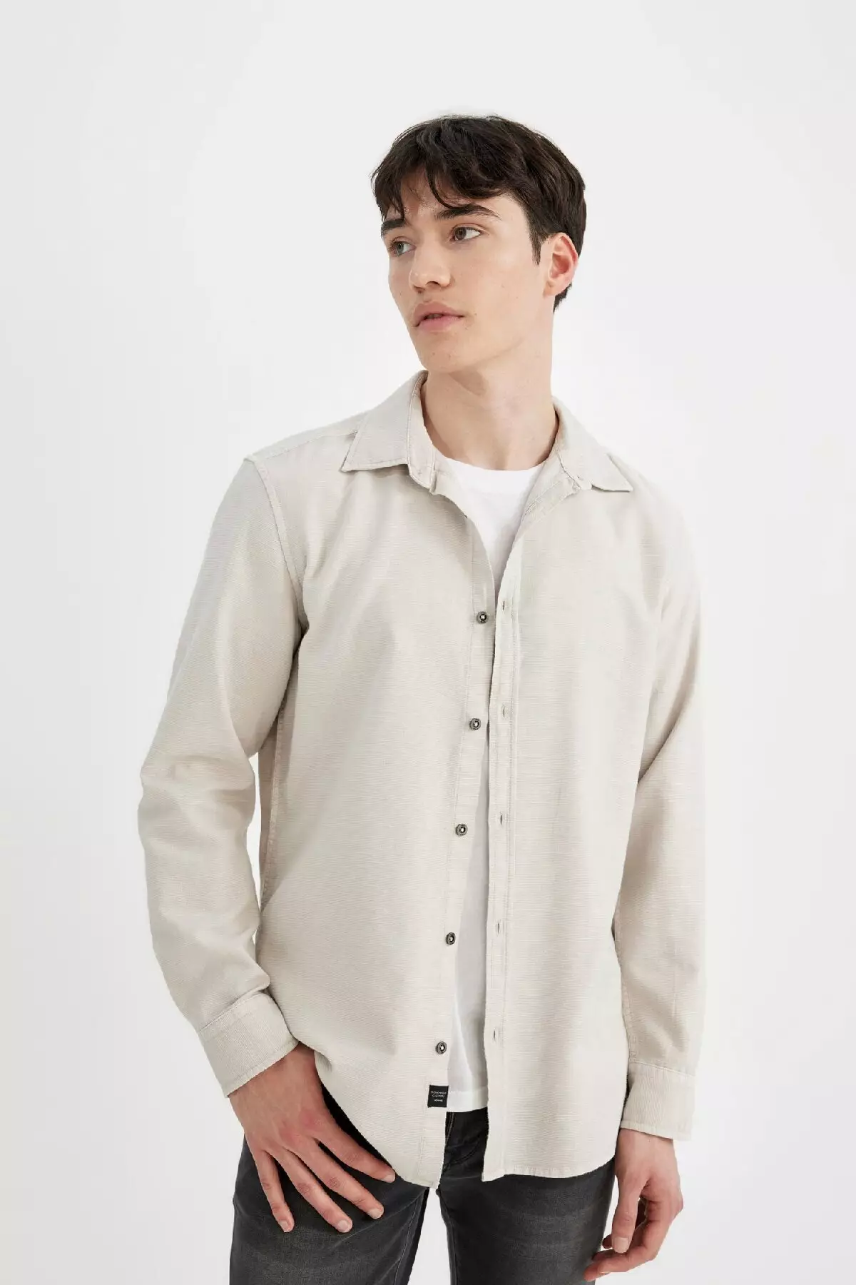 Slim Fit Slim Fit Cotton Basic Plain Long Sleeve Shirt A4644Ax24Au