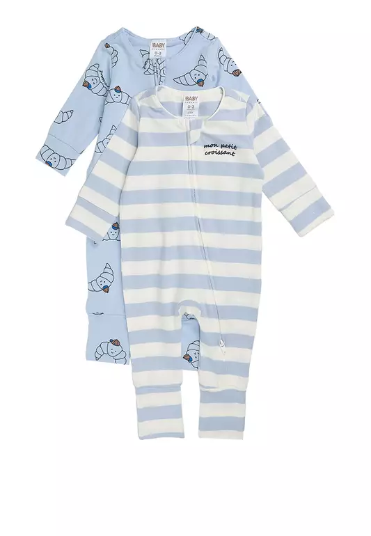 2 Pack Long Sleeves Zip Romper