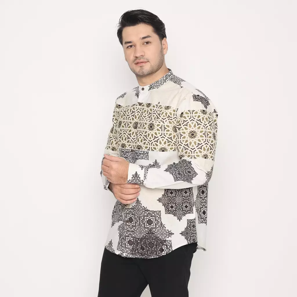 AMK Kemeja Koko Pria Printing  Lengan Panjang KK ISKANDER L/S Black