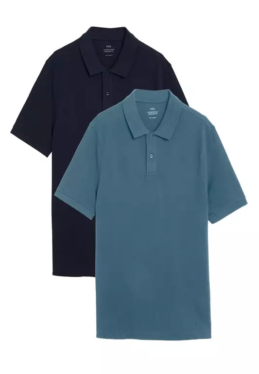 M&S Collection 2 Pack Pure Cotton Polo Shirts